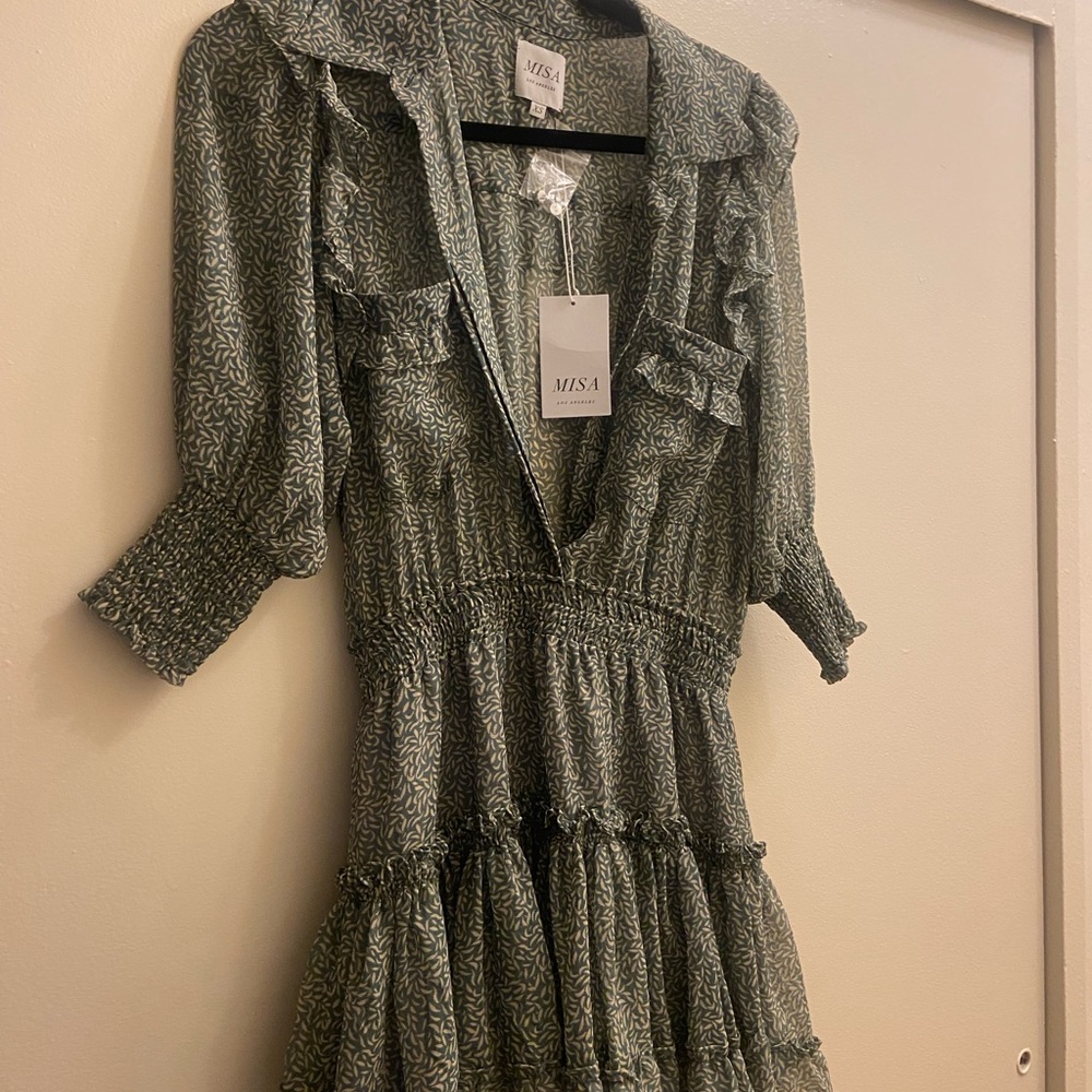 Green Patterned Women's Dress Misa Los Angeles
